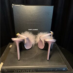 Saint Laurent Women's Pink Feathered Heels